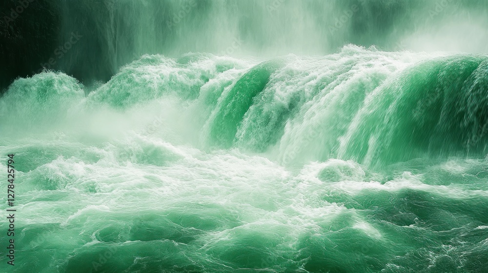 Fototapeta premium Powerful Green Water Waves Captured in a Dynamic Flow