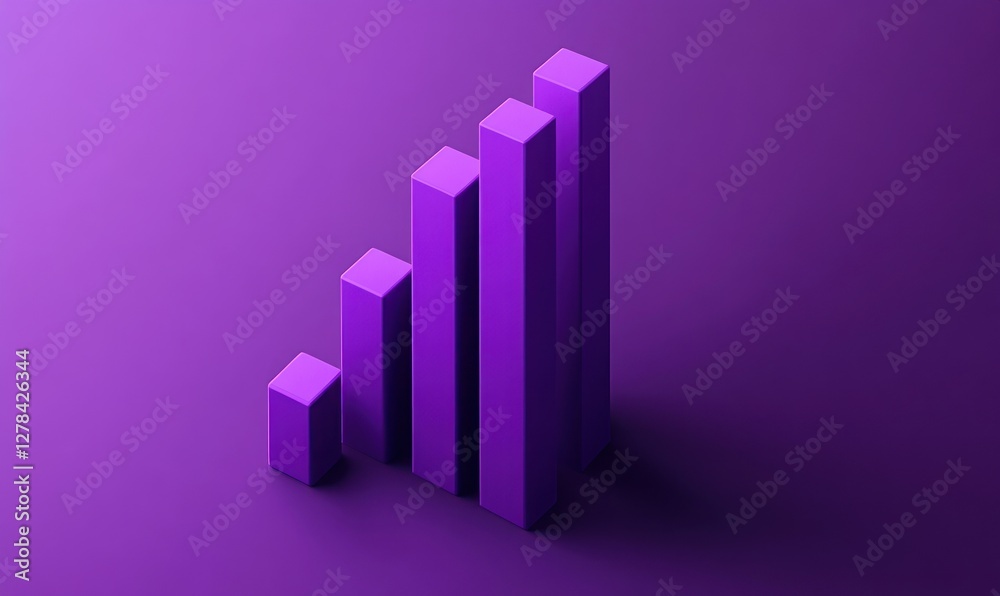 Ascending purple 3D bar graph on purple background. Ascending purple 3D bar graph on purple background.