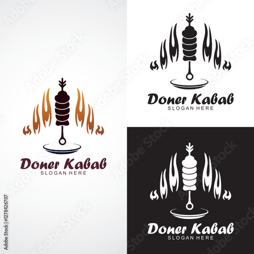 doner kebab emblem template icon stylized vector symbol
