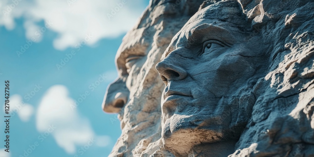 Fototapeta premium Mount rushmore national memorial showing american presidents sculpted on mountainside under cloudy sky