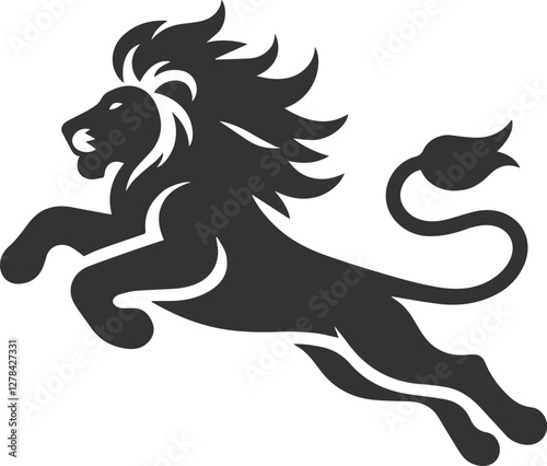 A lion jumping happily vector silhouette