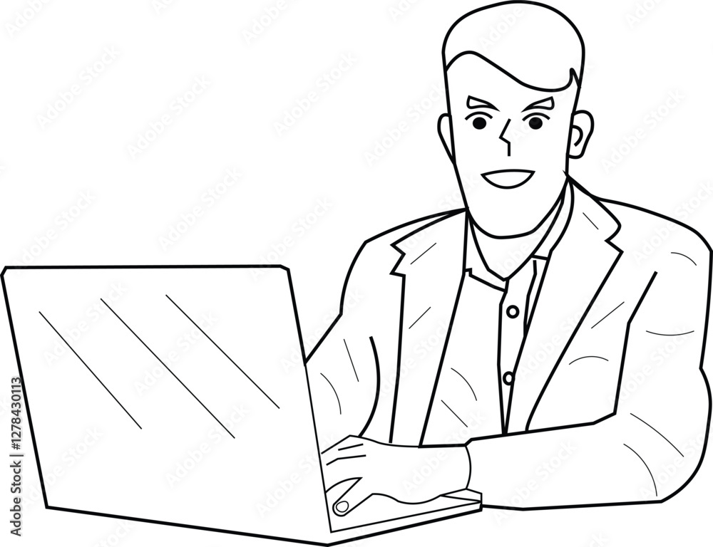 the illustration of man with suit working in office. the illustration of man with suit working in office.