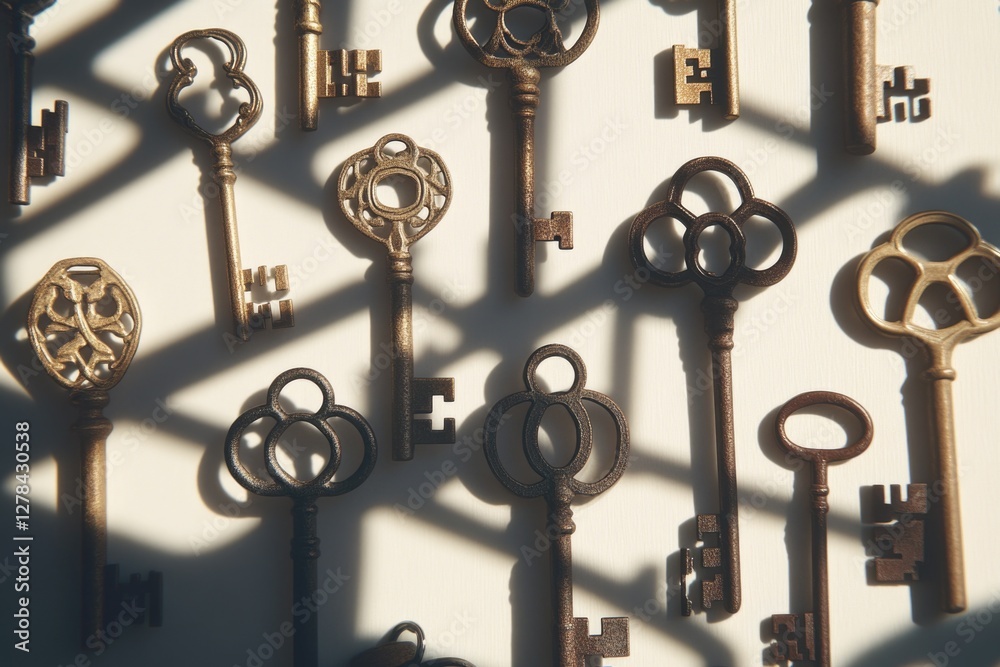 A collection of keys found on a wall A collection of keys found on a wall