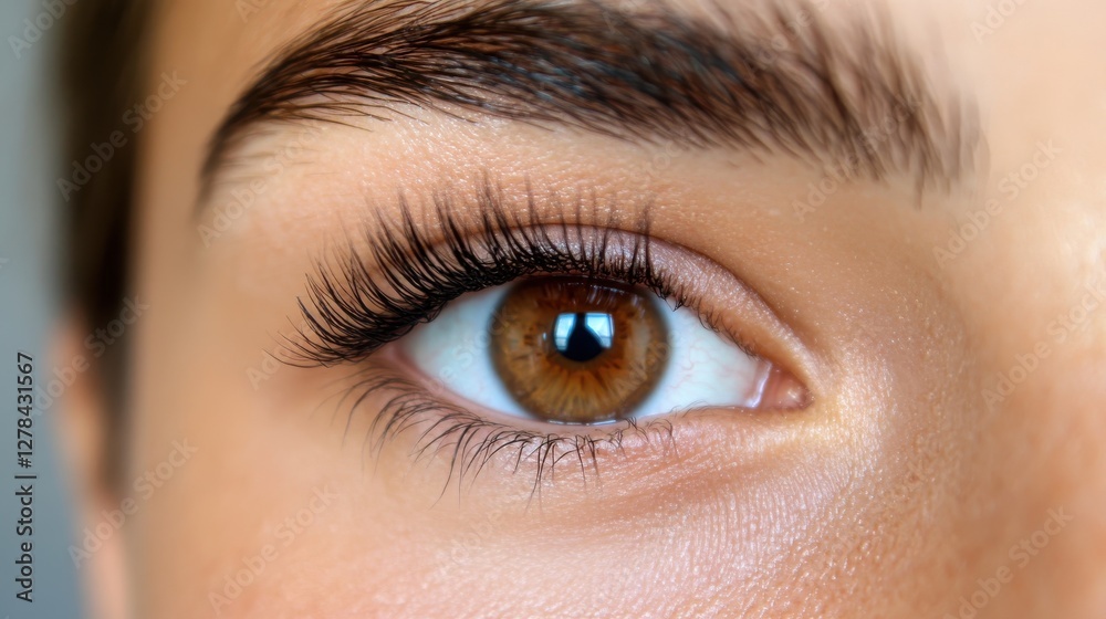 Beautiful brown eye captivating with long eyelashes in soft light Beautiful brown eye captivating with long eyelashes in soft light