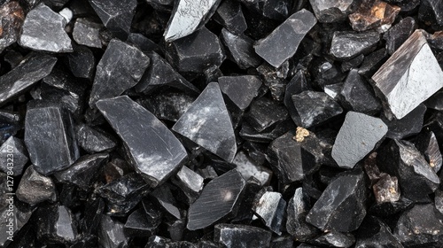 Wallpaper Mural Black obsidian stone fragments background texture. Torontodigital.ca