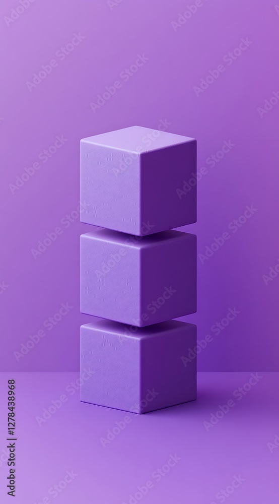 Fototapeta premium 3D abstract background with purple cubes stacked on top of each other