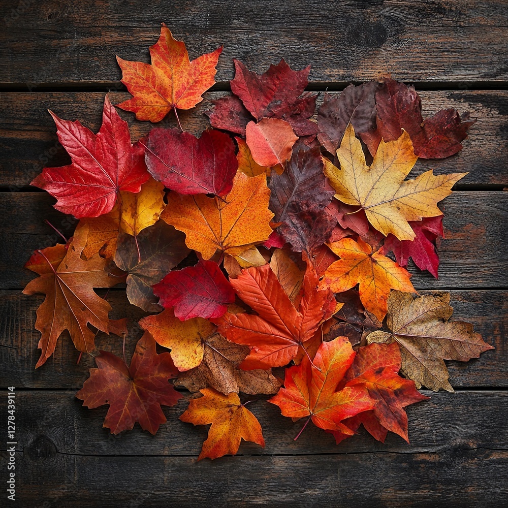 Obraz premium A seamless vector background featuring vibrant autumn leaves in warm hues of orange, red, and yellow, creating a cozy seasonal atmosphere.