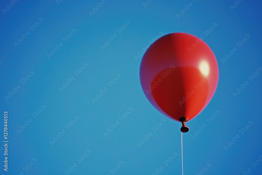 Obraz premium A red balloon drifting lazily through a bright blue sky