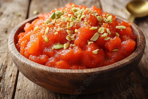 Sweet Pumpkin Dish in Wooden Bowl photo