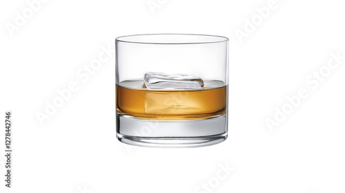 Whiskey on the rocks, a glass of amber delight with ice ,perfect for beverage and relaxation imagery