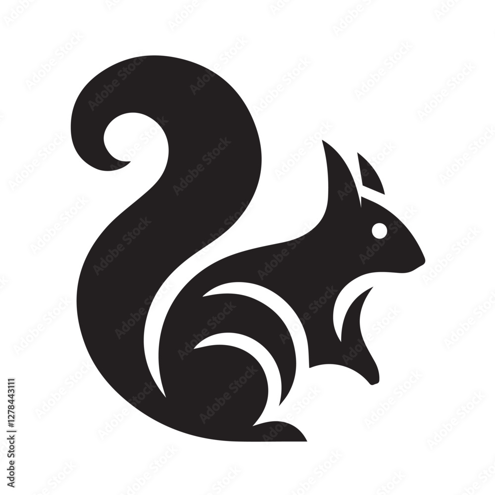 Elegance in Black Squirrel Silhouette Squirrel Icon Elegance in Black Squirrel Silhouette Squirrel Icon