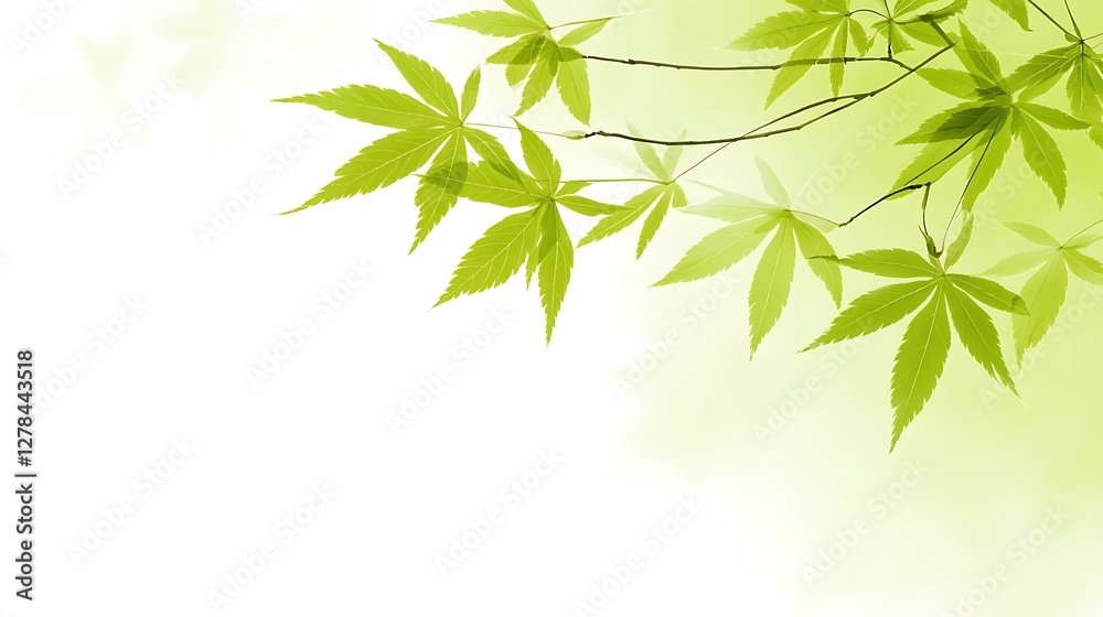 Vibrant Green Maple Leaves Branching Outward Vibrant Green Maple Leaves Branching Outward