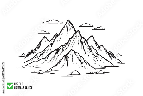 Mountain sketch art illustration design