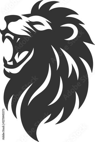 Wallpaper Mural A lion laughing with an open mouth vector silhouette Torontodigital.ca