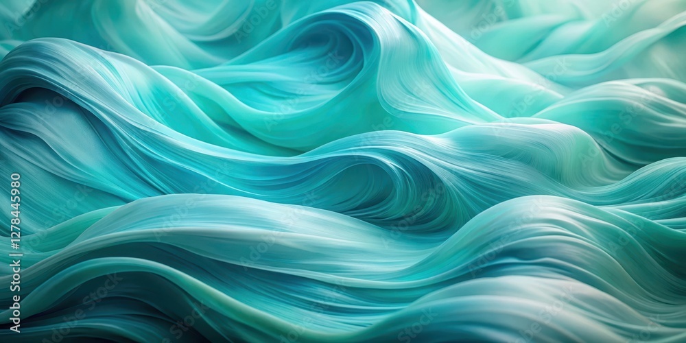 Obraz premium Viscous blue-green hue with soft wisps and gentle undulations, atmospheric, calming, atmospheric, calming,viscous, celestial, blue