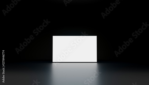 Bild auf Leinwand White screen on dark concrete room, interior with concrete floor and black wall