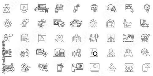 Teamwork and business line icons collection. Big UI icon set. Thin outline icons pack. Vector illustration eps10 