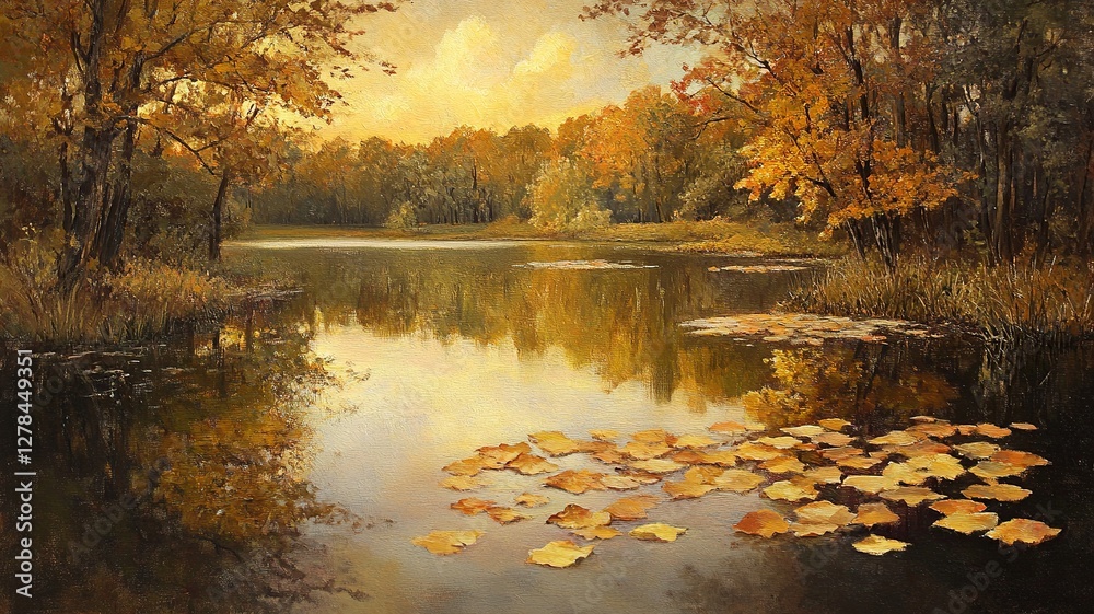 Obraz premium A seamless vector background featuring vibrant autumn leaves in warm hues of orange, red, and yellow, creating a cozy seasonal atmosphere.