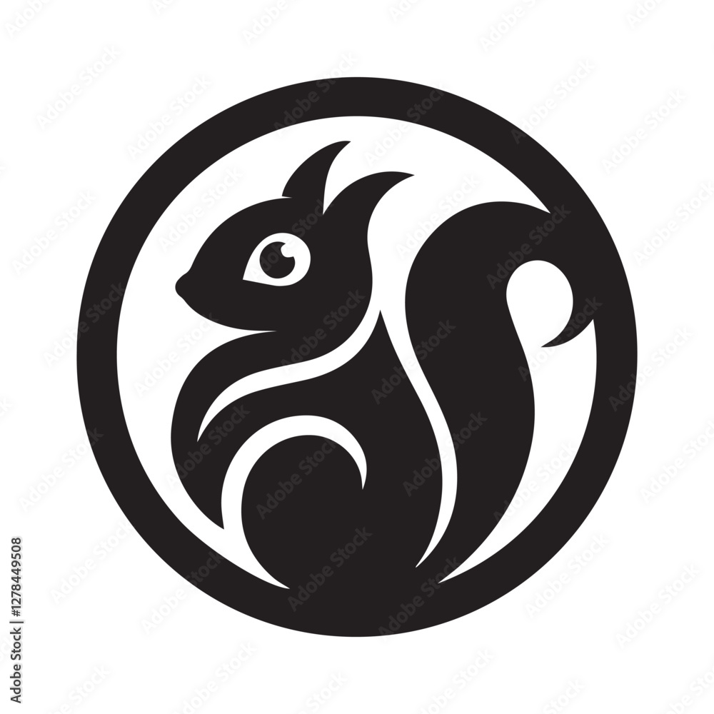 Naklejka premium Elegance in Black Squirrel Silhouette Squirrel Icon