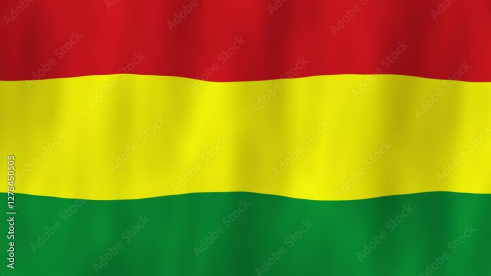 Bolivia flag country animation 3D symbol design waving in wind movement national patriotism world culture emblem banner South America red yellow green stripes Bolivia flag country animation 3D symbol design waving in wind movement national patriotism world culture emblem banner South America red yellow green stripes