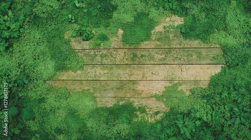 Wallpaper Mural Lush green moss growing on rustic wooden surface for natural backgrounds Torontodigital.ca
