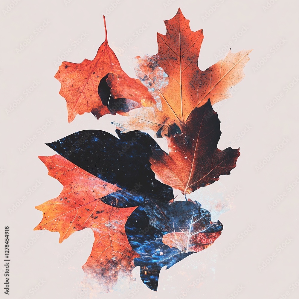 Fototapeta premium A seamless vector background featuring vibrant autumn leaves in warm hues of orange, red, and yellow, creating a cozy seasonal atmosphere.