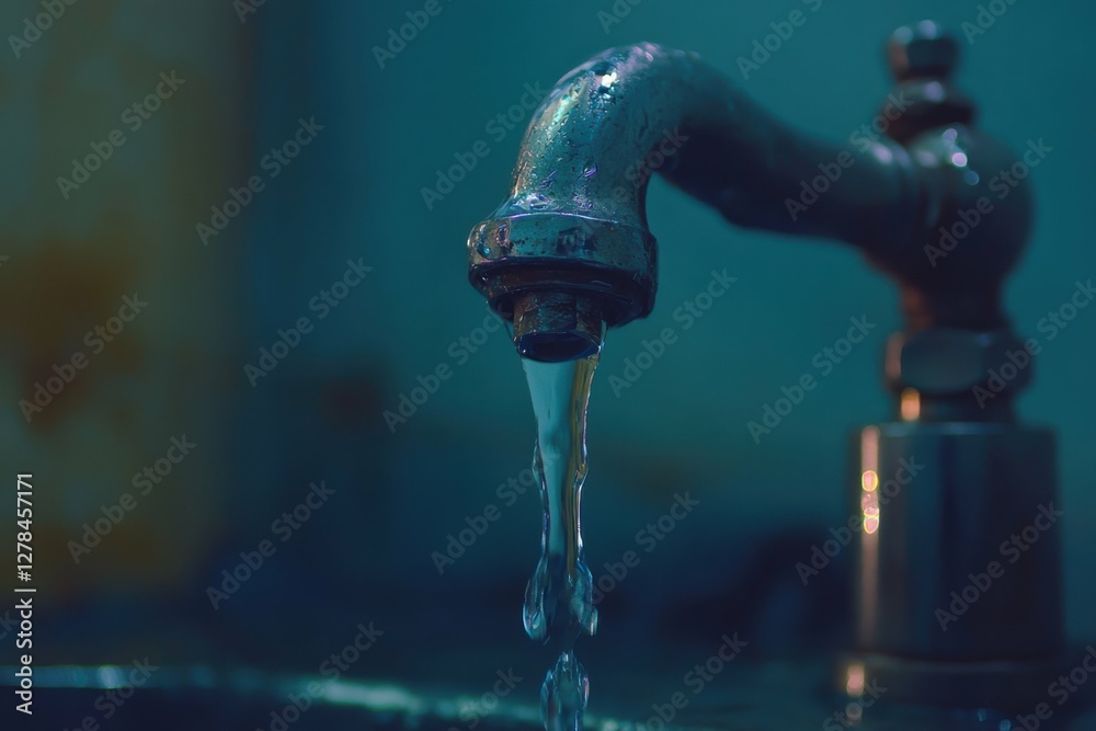 Leaky Faucet Dripping Water. Plumbing Issue with Water Drip from a Faucet Leaky Faucet Dripping Water. Plumbing Issue with Water Drip from a Faucet