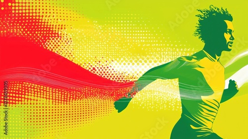 Abstract runner, dynamic motion, vibrant background, artistic illustration, stock photo