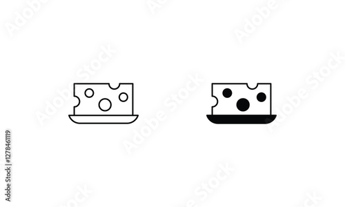 Cheese icons set line and glyph vector icon