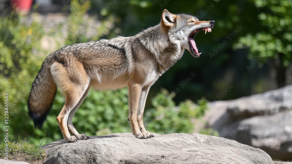 Loup Grey. Dominantly Alpha Wolf Scream, Canino Animal Mammal Loup Grey. Dominantly Alpha Wolf Scream, Canino Animal Mammal