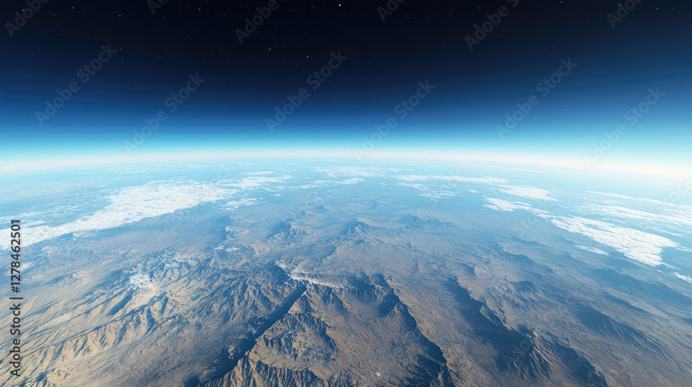 Naklejka premium A clear blue sky over a vast desert, symbolizing the extremes of climate change and the growing heat across the globe.