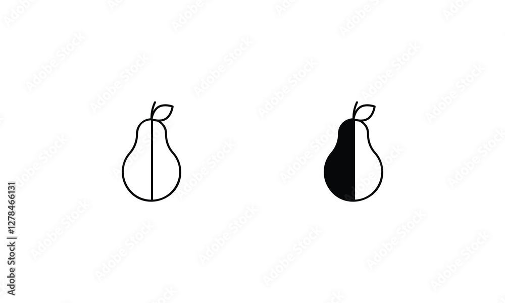 Pear icons set line and glyph vector icon Pear icons set line and glyph vector icon