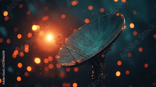 Futuristic Satellite Dish Night Sky