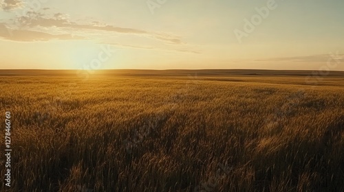 A golden wheat field gently swaying in the wind, embracing the horizon.
