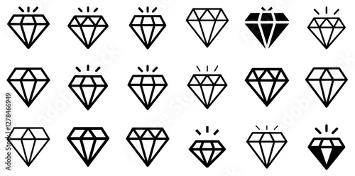 "Diamond Vector Icon Set – Luxury, Brilliance, and Prestige"