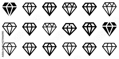 "Diamond Vector Icon Set – Luxury, Brilliance, and Prestige"