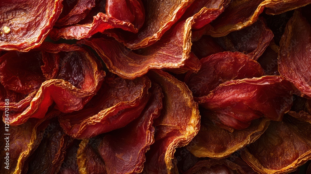 Obraz premium Closeup of sundried tomato slices with rich earthy textures