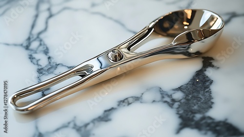 Modern ice cream scoop on marble
