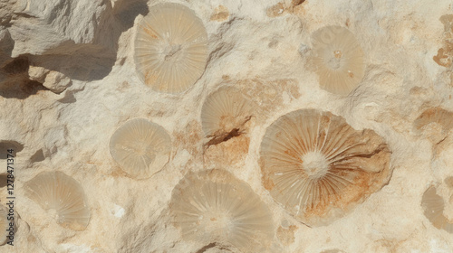 Fossil rich limestone texture with varied fossil patterns