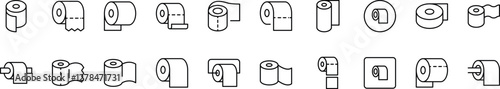 Toilet Paper Outline Simple Linear Image Collection. Editable Stroke. Perfect for Web Sites, Books, Cards, Apps