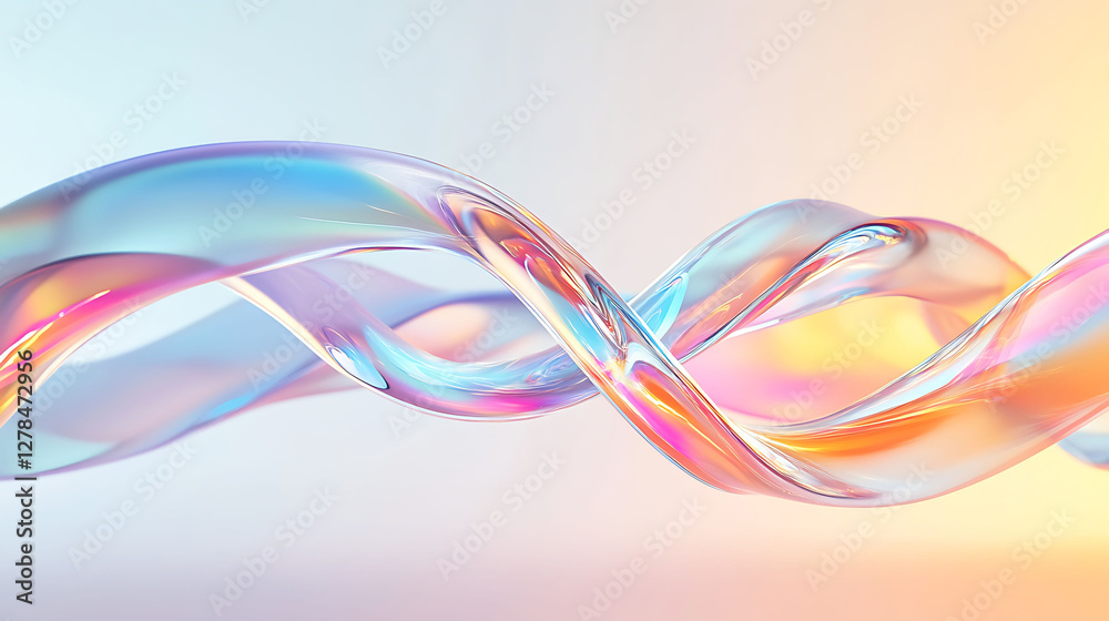 Naklejka premium Abstract iridescent glass swirls flowing gracefully