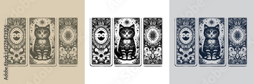 cyber cat vector playing card tattoo design