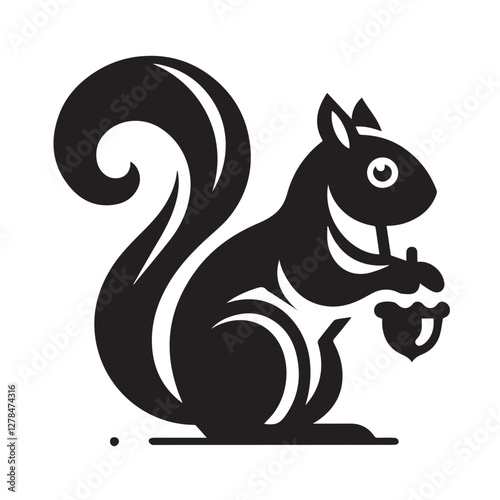 Elegance in Black Squirrel Silhouette Squirrel Icon