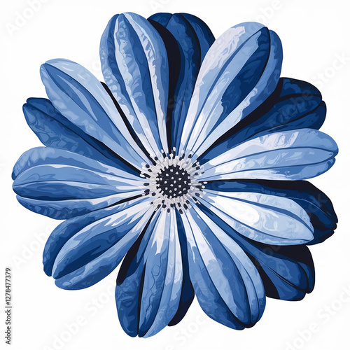 a blue flower with a transparent background. The flower has a large, round blue petal with a small white center.
