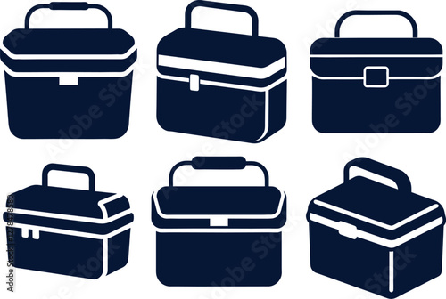 lunchbox silhouette icon set vector