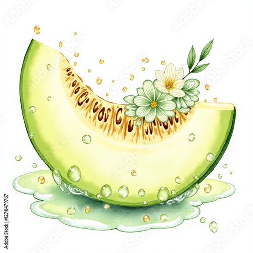 The Fresh And Juicy Slice Of Melon Fruit Is Bursting 