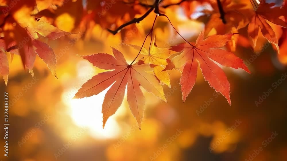 Vibrant Autumn Leaves Illuminated by Soft Sunlight Creating a Warm and Inviting Nature Scene Vibrant Autumn Leaves Illuminated by Soft Sunlight Creating a Warm and Inviting Nature Scene