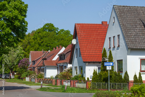 Häuserzeile mit Wohnhäusern, Lilienthal, Niedersachsen, Deutschland