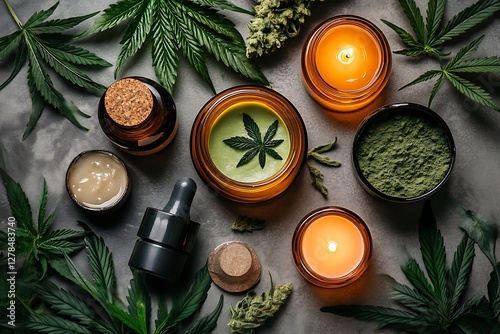 Cannabis Skincare Products, Flatlay, Wellness