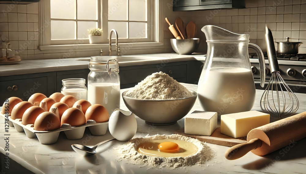 ベーキング材料とキッチン風景|Baking Ingredients and Kitchen Scene ベーキング材料とキッチン風景|Baking Ingredients and Kitchen Scene